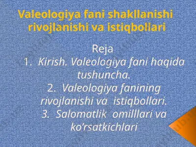 valeologiya fani haqida tushuncha — PPTX
