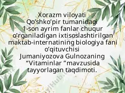"vitaminlar" mavzusida taqdimot — PPTX