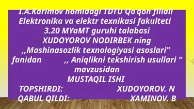 mashinasozlik texnologiyasi asoslari — PPTX