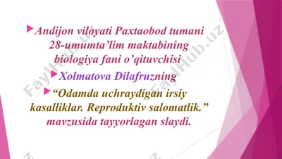 biologiya darslik slayd — PPTX