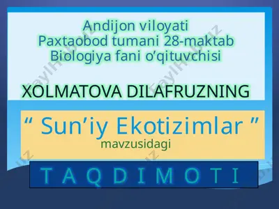 "sun’iy ekotizimlar" — PPTX
