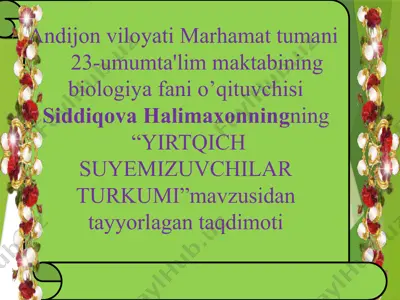 "yirtqich suyemizuvchilar turkumi" — PPTX