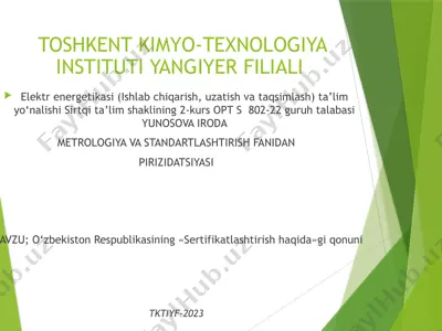 elektr energetikasi (ishlab chiqarish, uzatish va taqsimlash) ta’lim yo‘nalishi — PPTX