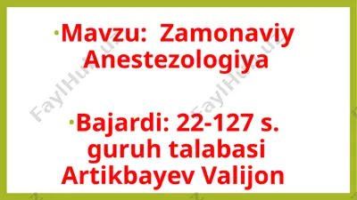 zamonaviy anestezologiya — PPTX