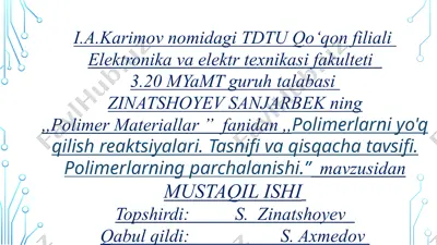 polimer materiallar — PPTX