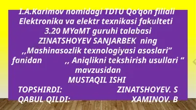 mashinasozlik texnologiyasi asoslari — PPTX