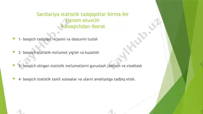 sanitariya statistik tadqiqotlar birma-bir davom etuvchi — PPTX