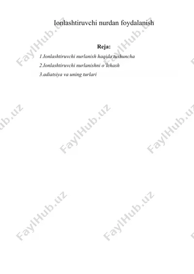 ionlashtiruvchi nurdan foydalanish — DOCX