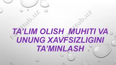 ta’lim olish muhiti va unung xavfsizligini ta’minlash — PPTX