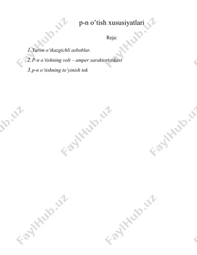 p-n o’tish xususiyatlari — DOCX