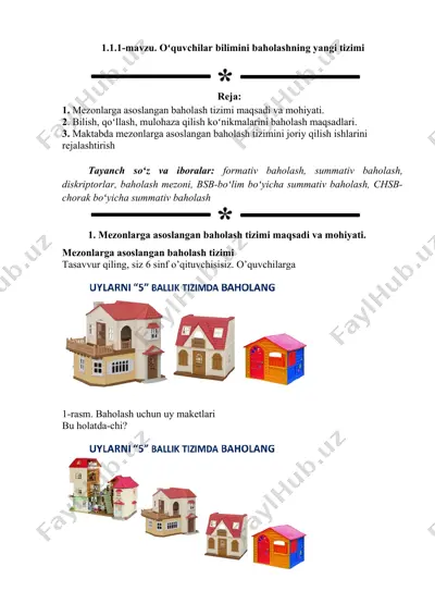 oʻquvchilar bilimini baholashning yangi tizimi — DOCX