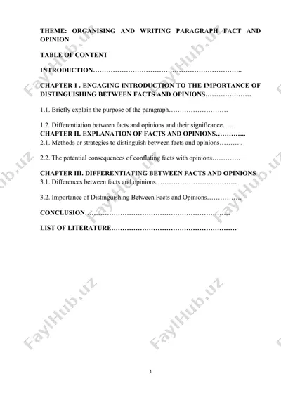 organising and writing paragraph fact and opinion — DOCX