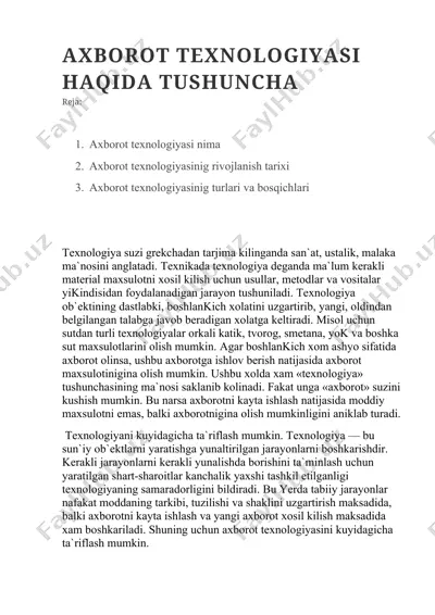 axborot texnologiyasi haqida tushuncha — DOCX