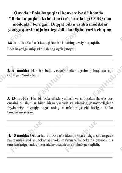 bola huquqlari konvensiyasi va kafolatlari — DOCX