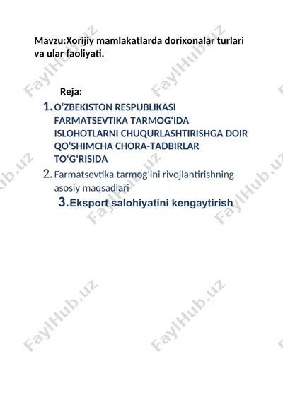 xorijiy mamlakatlarda dorixonalar turlari va ular faoliyati — DOCX