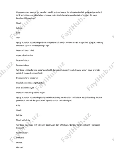 hujayra membranasida ion kanallari haqida ma'lumotlar — DOCX