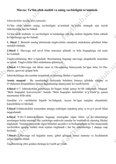 taʼlim olish muhiti va uning xavfsizligini taʼminlash — DOCX