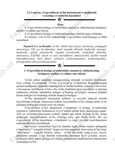 o‘quvchilarni ta’lim dasturlarini o‘zlashtirishi va kasbga yo‘naltirish masalalari — DOCX