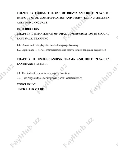 exploring the use of drama and role plays to improve oral communication and storytelling skills in a second language — DOCX