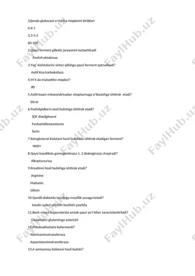 metabolizm va energetika jarayonlari — DOCX