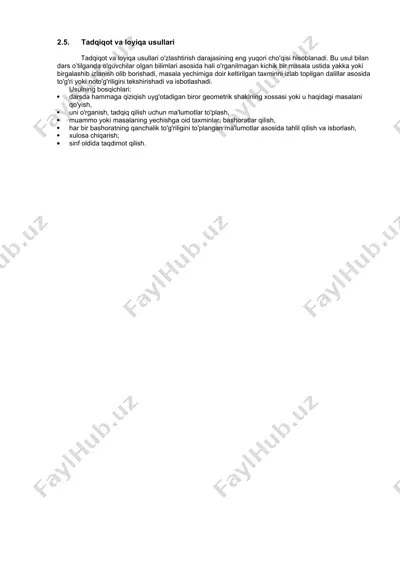 tadqiqot va loyiqa usullari — DOCX