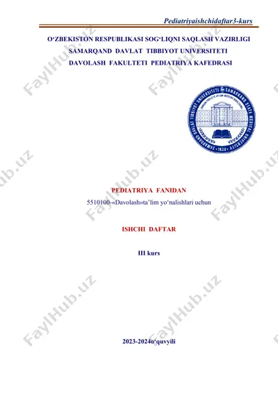 pediatriya fanidan amaliy mashg'ulotlar kalendar-tematik rejasi — DOCX