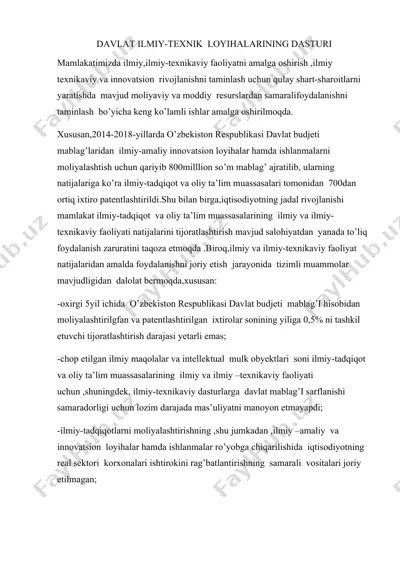 davlat ilmiy-texnik loyihalarining dasturi — DOCX