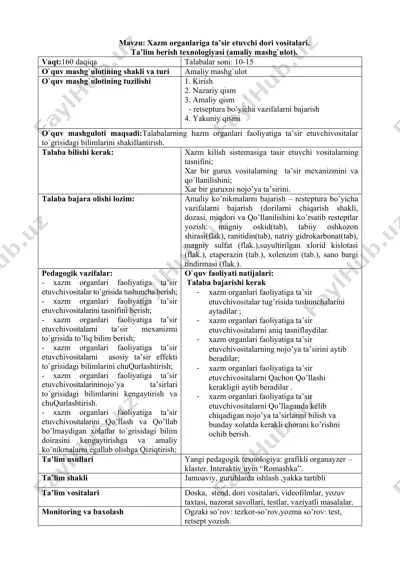 xazm organlariga ta’sir etuvchi dori vositalari — DOCX