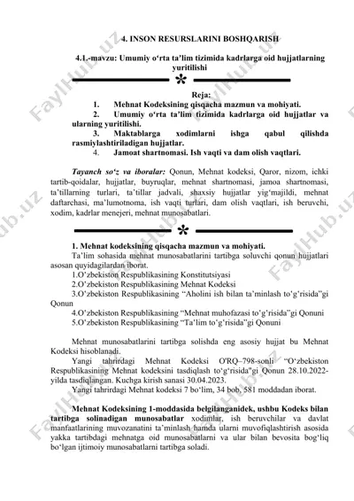 umumiy oʻrta taʼlim tizimida kadrlarga oid hujjatlarning yuritilishi — DOCX