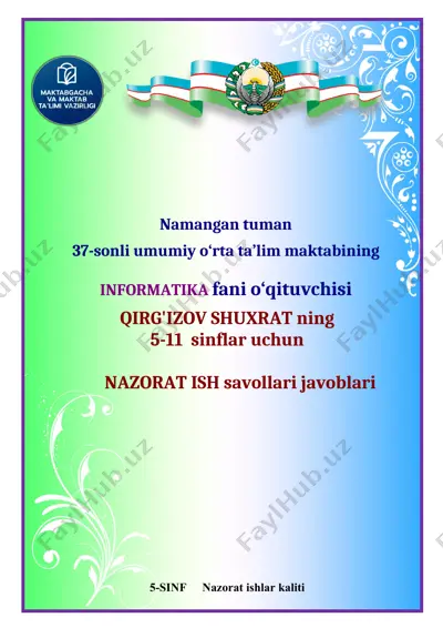 nazorat ishlar kaliti (informatika fani uchun) — DOCX