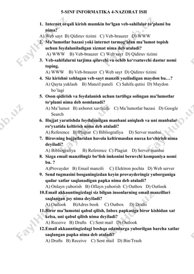 5-sinf informatika 4-nazorat ish — DOCX