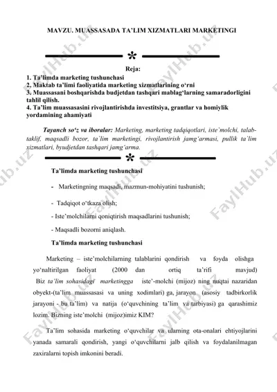 ta’limda marketing tushunchasi — DOCX