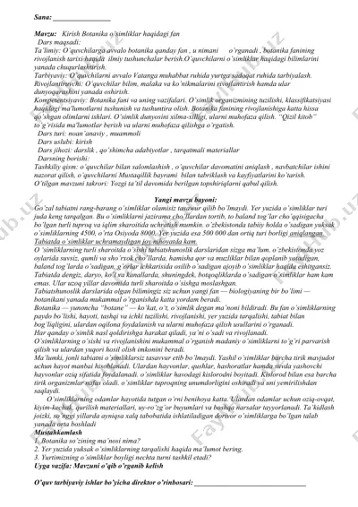 botanika o’simliklar haqidagi fan — DOCX