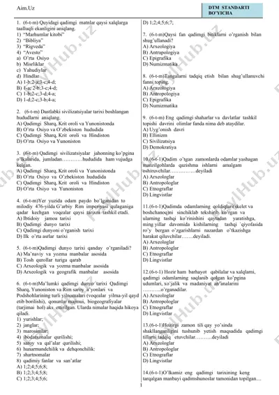 qadimgi sivilizatsiyalar tarixi — DOCX