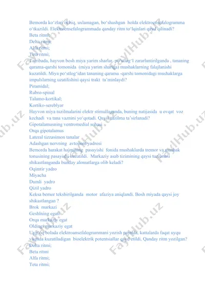 elektroensefalogramma natijalari va hayvon miya tuzilmalari — DOCX