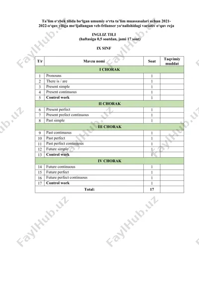 umumiy o‘rta ta’lim muassasalari uchun 2021-2022-o‘quv yiliga mo‘ljallangan veb-frilanser yo‘nalishidagi variativ o‘quv reja — DOCX