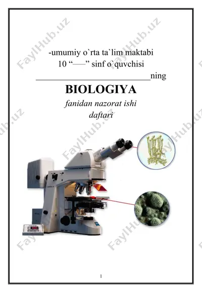 umumiy o`rta ta`lim maktabi biologiya fanidan nazorat ishi — DOCX