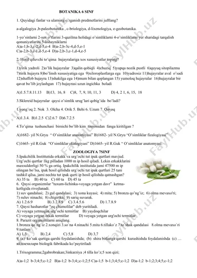 botanika 6 sinf — DOCX