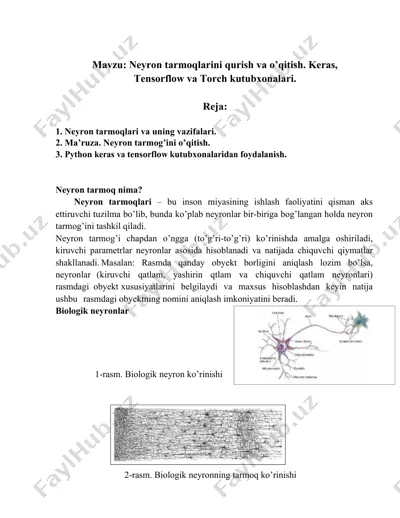 neyron tarmoqlari — DOCX