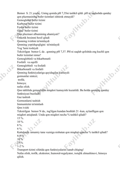 qon tizimlari va gemoglobin — DOCX