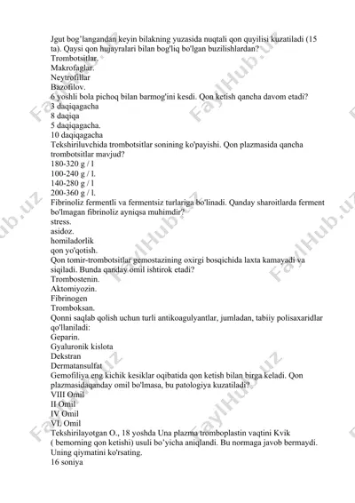 trombotsitlar va qon qoni — DOCX
