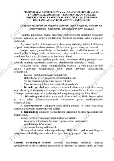 dori vositalari tanlash — DOCX
