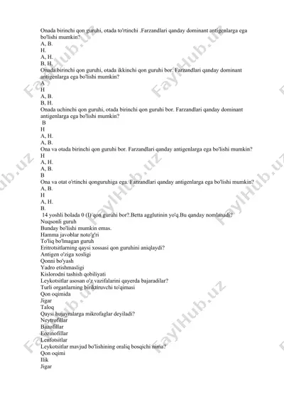 dominant antigenlar va qon guruhi — DOCX