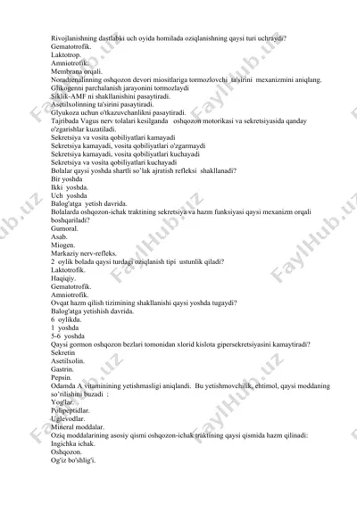 homilada oziqlanish va shartli so'lak ajratish refleksi — DOCX