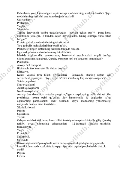 o'lim sabablarini aniqlashga tegishli test savollar to'plami — DOCX