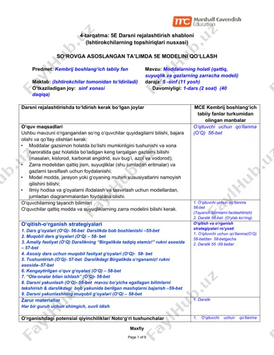 5e darsni rejalashtirish shabloni — DOCX