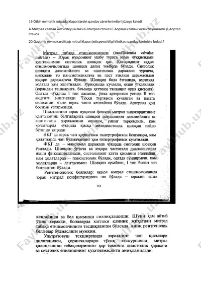 ótkir revmatik ısıtpada klapanlardıń qanday zárerleniwileri júzege keledi — DOCX