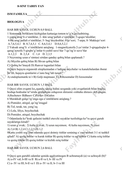 8-sinf tabiiy fan — DOCX