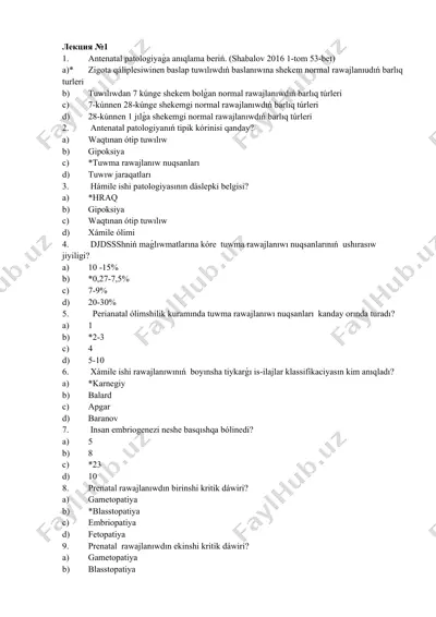 antenatal patologiya haqida lektsiya — DOCX