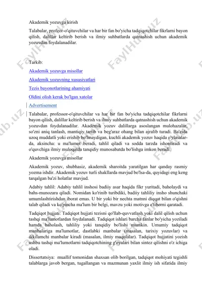 akademik yozuvga kirish — DOCX